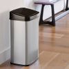 Black Top 13-Gallon Stainless Steel Kitchen Trash Can with Motion Sensor Lid