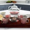 6-Piece Glass Tea Pot Set with 4 Cups Teapot Warmer and Infuser