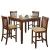 Casual 5-Piece Dining Set with Microfiber Padded Counter Height Stools