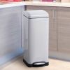 8-Gallon Retro Stainless Steel Step-On Trash Can in Grey Finish