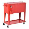 80 Quart Red Sturdy Rolling Steel Construction Cooler