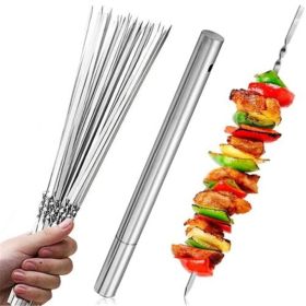 20pcs Grilling Flat Metal BBQ Skewers Stainless Steel Kabob BBQ Skewer 35CM/13.77inch