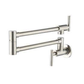 Pot Filler Faucet; Modern Brass Pot Filler Two-Attachment Wall Mount Folding Kitchen Pot Filler Swing Arm