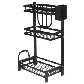 Black Paint Seasoning Rack Adjustable Stainless Steel Kitchen Shelf Spice Rack for Kitchen