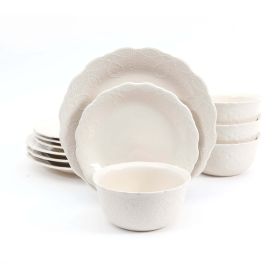 Cowgirl Lace 12-Piece Dinnerware Set, Linen