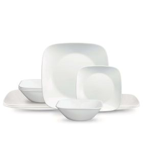 Pure White Square 12-Piece Dinnerware Set