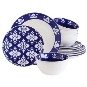 12 Piece Indigo Stoneware Dinnerware Set