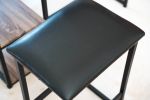 Modern 3-Piece Bar tabies and chairs Set with 2 Chairs for Dining Room; Black Frame+Brown oak board surface+Black cushion