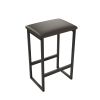 Modern 3-Piece Bar tabies and chairs Set with 2 Chairs for Dining Room; Black Frame+Brown oak board surface+Black cushion