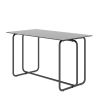 1-piece Rectangle Dining Table with Metal Frame; Tempered Glass Dining Table for Kitchen Room; Black