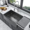 36 inch Farmhouse Kitchen Sink Gunmetal Black Apron Front 16 Gauge Stainless Steel Deep Single Bowl Kitchen Farm Sinks