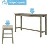 TOPMAX 4 Pieces Counter Height Table with Fabric Padded Stools; Rustic Bar Dining Set with Socket; Gray Green