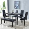 Simple Assembled Tempered Glass & Iron Dinner Table Black(Replacement code: 21491449)