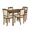 TREXM 5-Piece Wood Dining Table Set Simple Style Kitchen Dining Set Rectangular Table with Upholstered Chairs for Limited Space (Walnut)