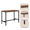 Bar Table Set with 4 Bar stools PU Soft seat with backrest (Rustic Brown; 47.24''w x 23.62''d x 35.43''h)