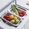 1pc Retractable Fruits And Vegetables Drain Basket; Extendable Over The Sink; Adjustable Strainer; Sink Washing Basket For Kitchen