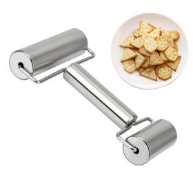 1pc, Baker Roller, 360 Degree Rolling Baker Roller, Stainless Steel Roller For Baking, Creative Stainless Steel Dough Roller, Non-stick Pastry Roller, (Color: Silver-doublehead)