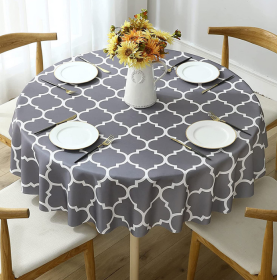 Tablecloth For Round Tables Waterproof Satin Resistant Washable Dining Table Protector (Color: gray, size: 120*120cm)