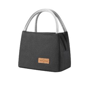 Lunch Bag Tote Bag Lunch Bag for Women Lunch Box Insulated Lunch Container (Color: Black, size: L)