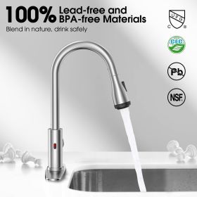 Touchless Kitchen Faucet-Smart Kitchen Sink Faucet sensor; 4Mode Pull Down Kitchen Sprayer; Fingerprint Resistant; Dual Temp. Handle with 1/3 Hole Dec (Color: as Pic)