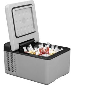 Camping Travel & Picnics Portable Car Refrigerator Mini Fridge Freezer (Color: gray, Capacity: 10 Quart)