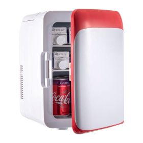 Portable Cooler Compact Mini Refrigerator For Bedroom Office Car Boat Dorm Skincare (Color: Red & White, Capacity: 10 L)