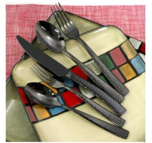 20-piece black and gold 18/10 stainless steel cutlery set (serves 4) (Material: Stainless steel, Color: Black)