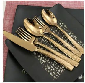 20-piece black and gold 18/10 stainless steel cutlery set (serves 4) (Material: Stainless steel, Color: Gold)