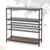 Industrial Freestanding Wooden Wine Bar Cabinet Wine Rack Table